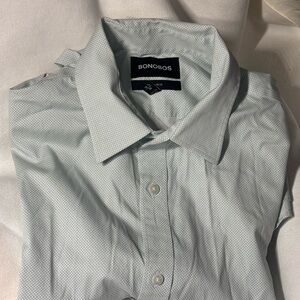 Bonobos Mens 16.5 X36 Long Sleve Shirt Button Down Light Green Standard Fit